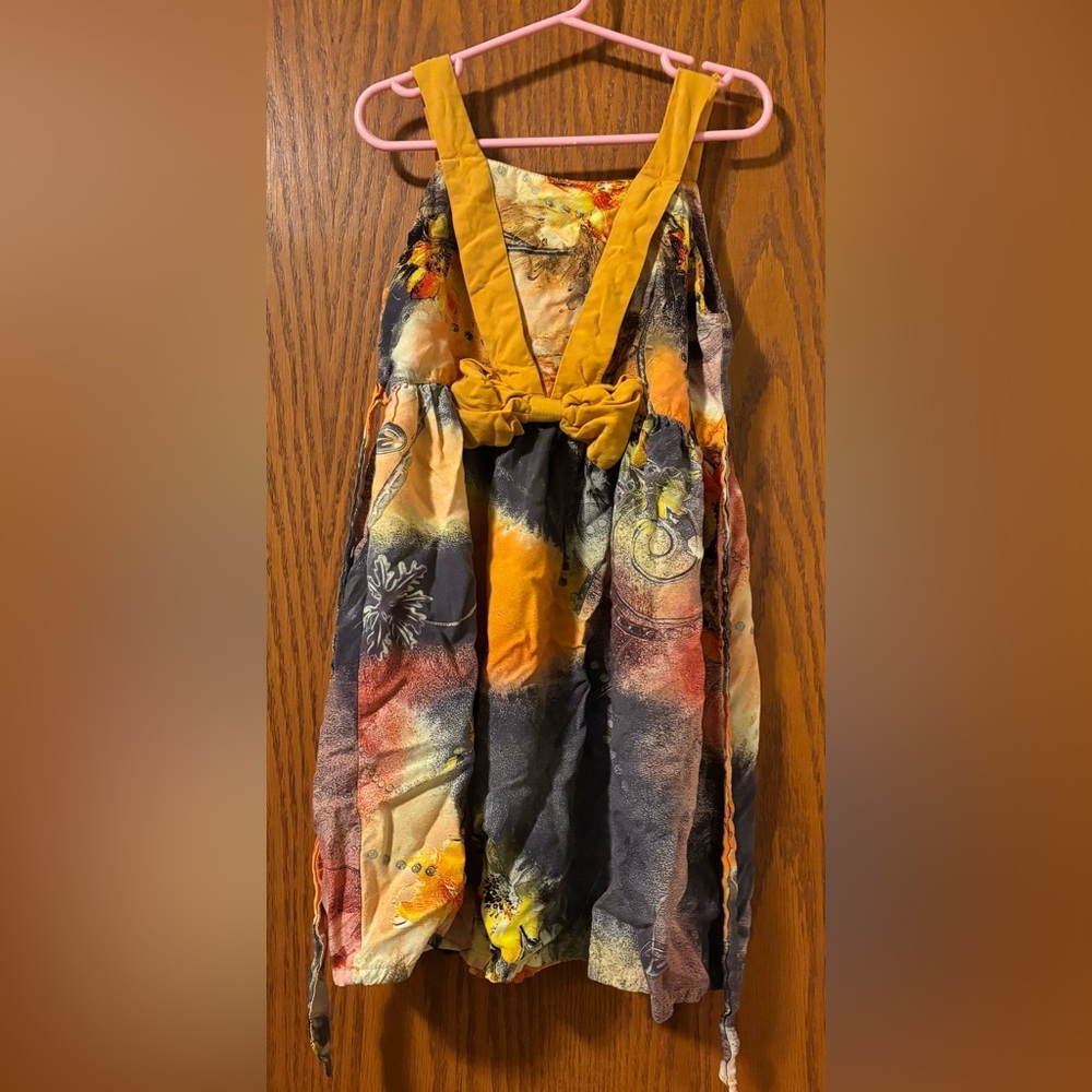 Orange and Black Floral Sleeveless Dress 100% Cotton